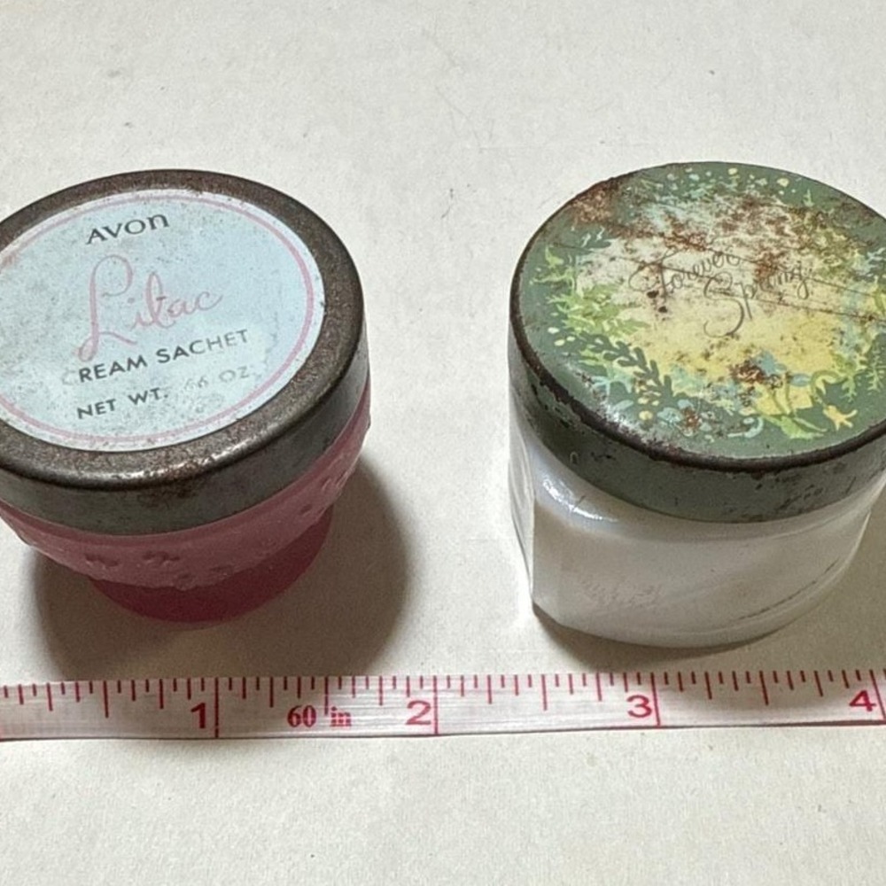 Vintage Avon Lilac Cream Container & Forever Spring Cream Container Lot of 2